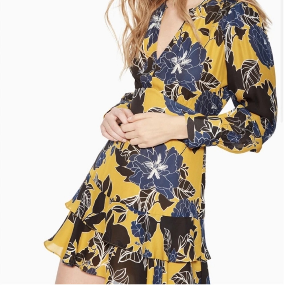 NWT PARKER Hayley Floral Tiered Ruffle A-Line Long Sleeve Fall Slit Dress 0